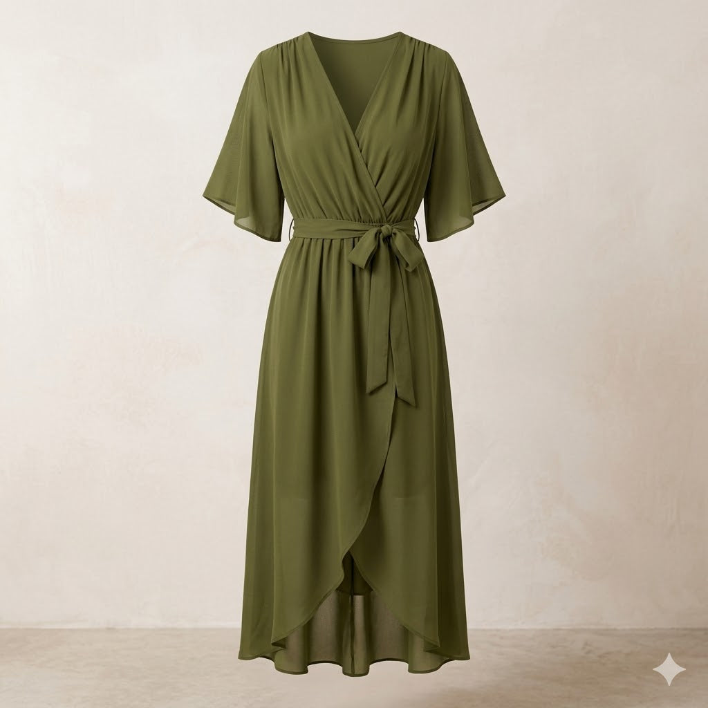 SORENA | ELEGANT V-NECK MAXI DRESS